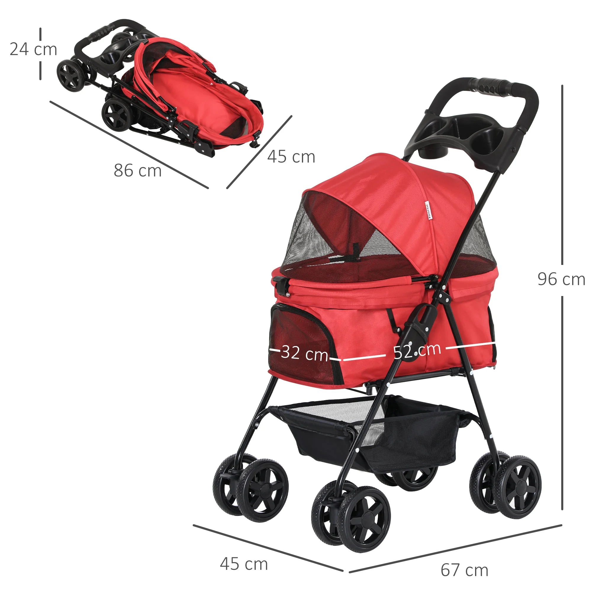 Cochecito para Perros Plegable con Ruedas Universales