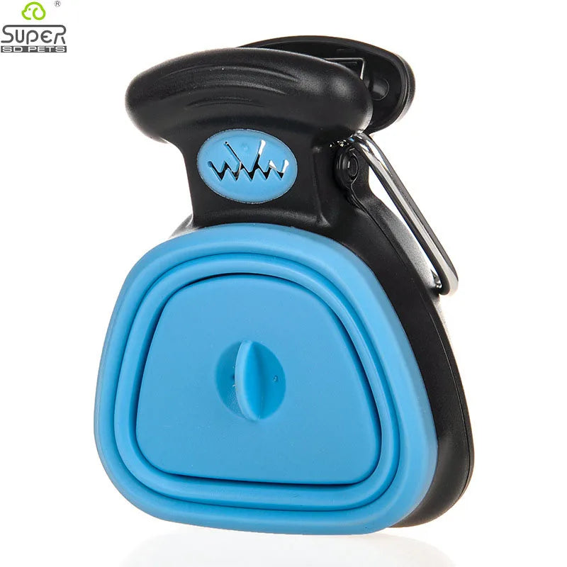 Cuchara para excrementos plegable de viaje para perros y mascotas, con 1 rollo de bolsas descompuibles