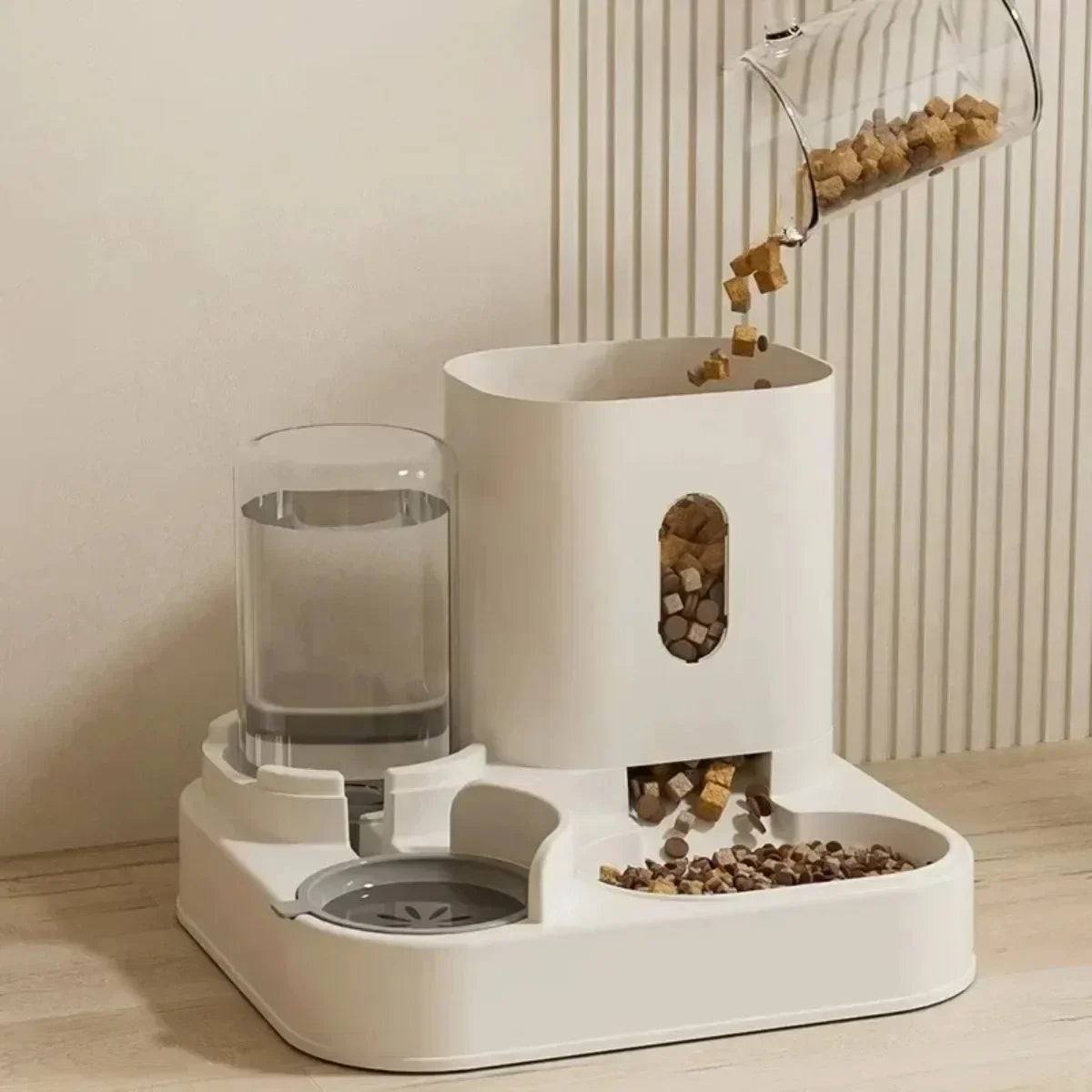 Alimentador automático, cuenco de comida para perros y gatos con fuente de agua, dispensador de almacenamiento de alimentos para mascotas de gran capacidad, contenedor, accesorios para cachorros y mascotas