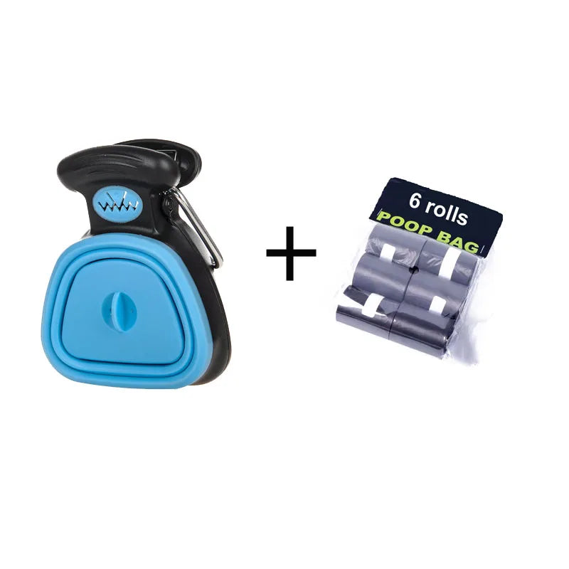 Cuchara para excrementos plegable de viaje para perros y mascotas, con 1 rollo de bolsas descompuibles