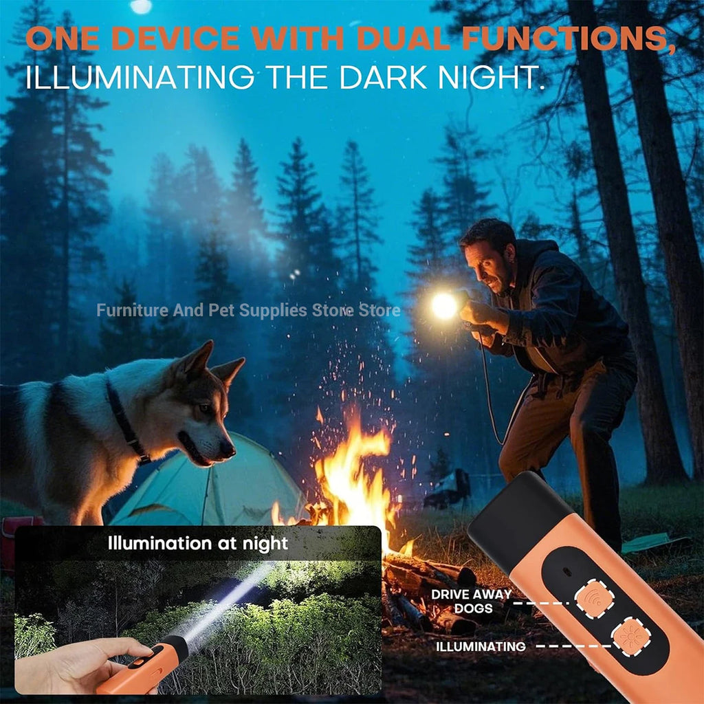 Nuevo Repelente de perros para mascotas, dispositivo ultrasónico de entrenamiento para perros, dispositivo disuasorio recargable antiladridos con linterna LED