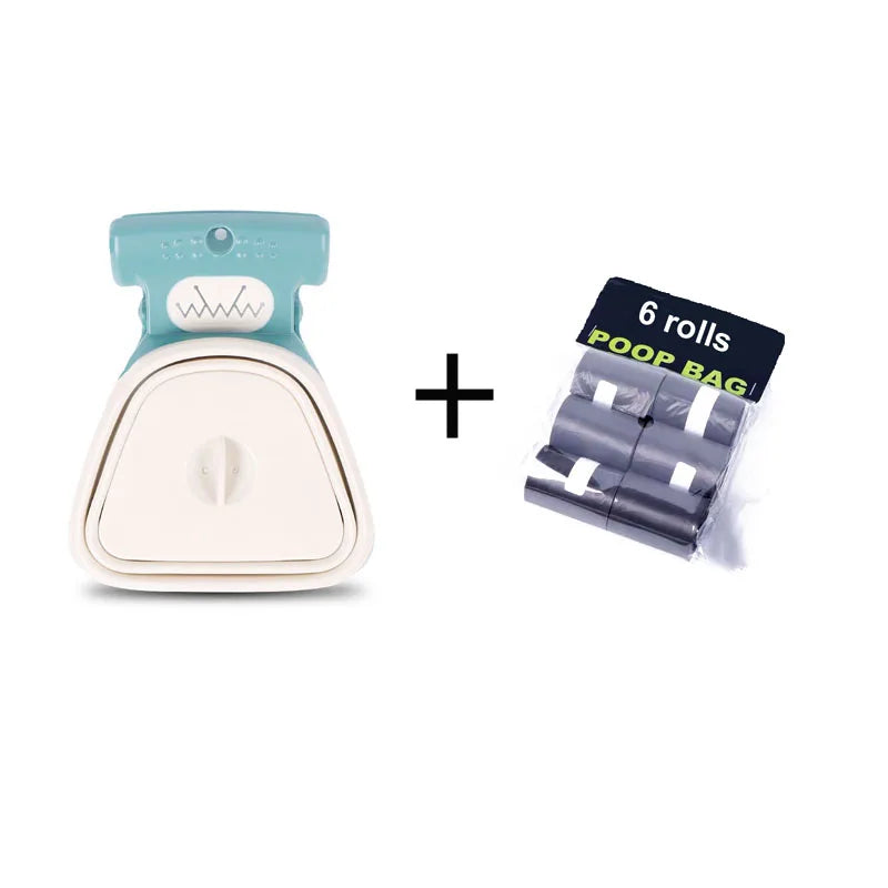 Cuchara para excrementos plegable de viaje para perros y mascotas, con 1 rollo de bolsas descompuibles