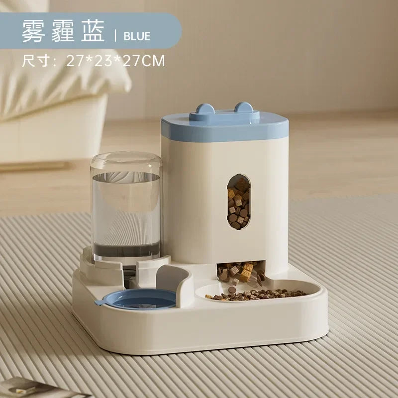 Alimentador automático, cuenco de comida para perros y gatos con fuente de agua, dispensador de almacenamiento de alimentos para mascotas de gran capacidad, contenedor, accesorios para cachorros y mascotas
