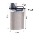 Cubo de comida para perros y gatos, tanque de almacenamiento de plástico con taza medidora, contenedor sellado a prueba de humedad, accesorios para suministros para mascotas, 1,5 kg/2kg
