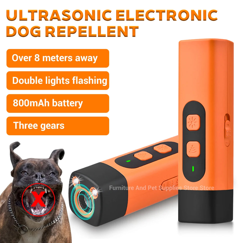 Nuevo Repelente de perros para mascotas, dispositivo ultrasónico de entrenamiento para perros, dispositivo disuasorio recargable antiladridos con linterna LED