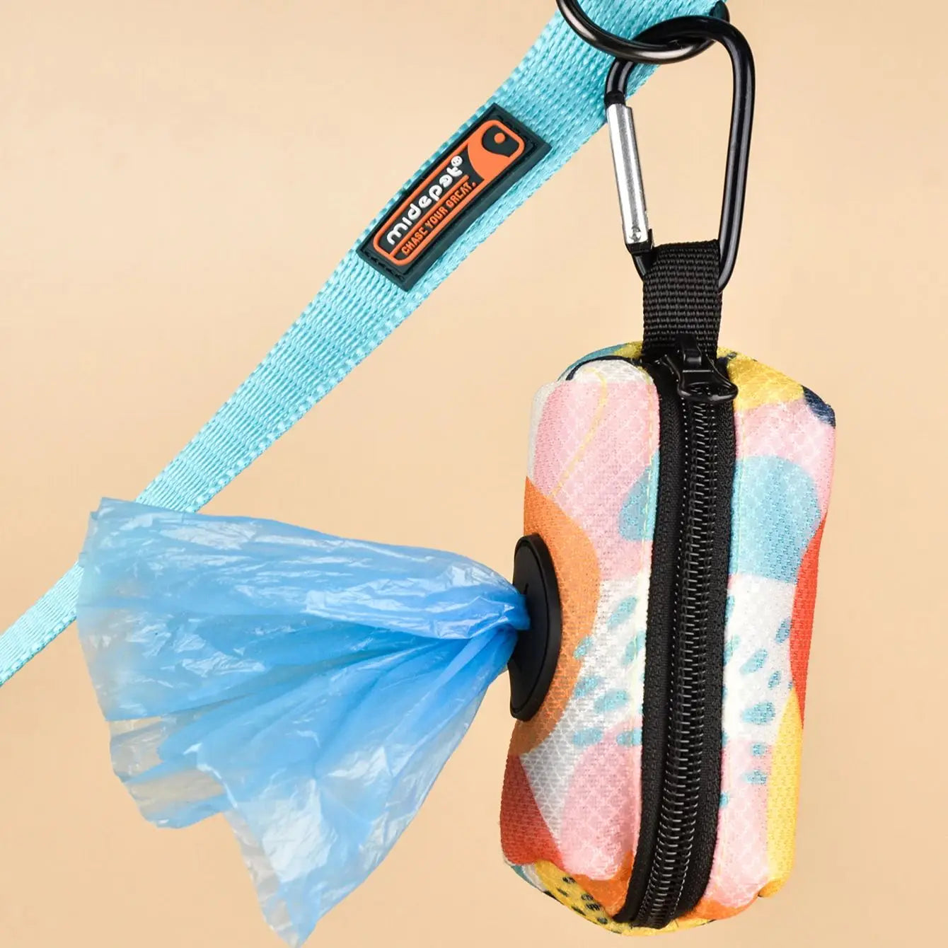 Dispensador de soporte para bolsa de excrementos de mascotas, diseño bonito con estampado abstracto, sin bolsa y correas para excrementos