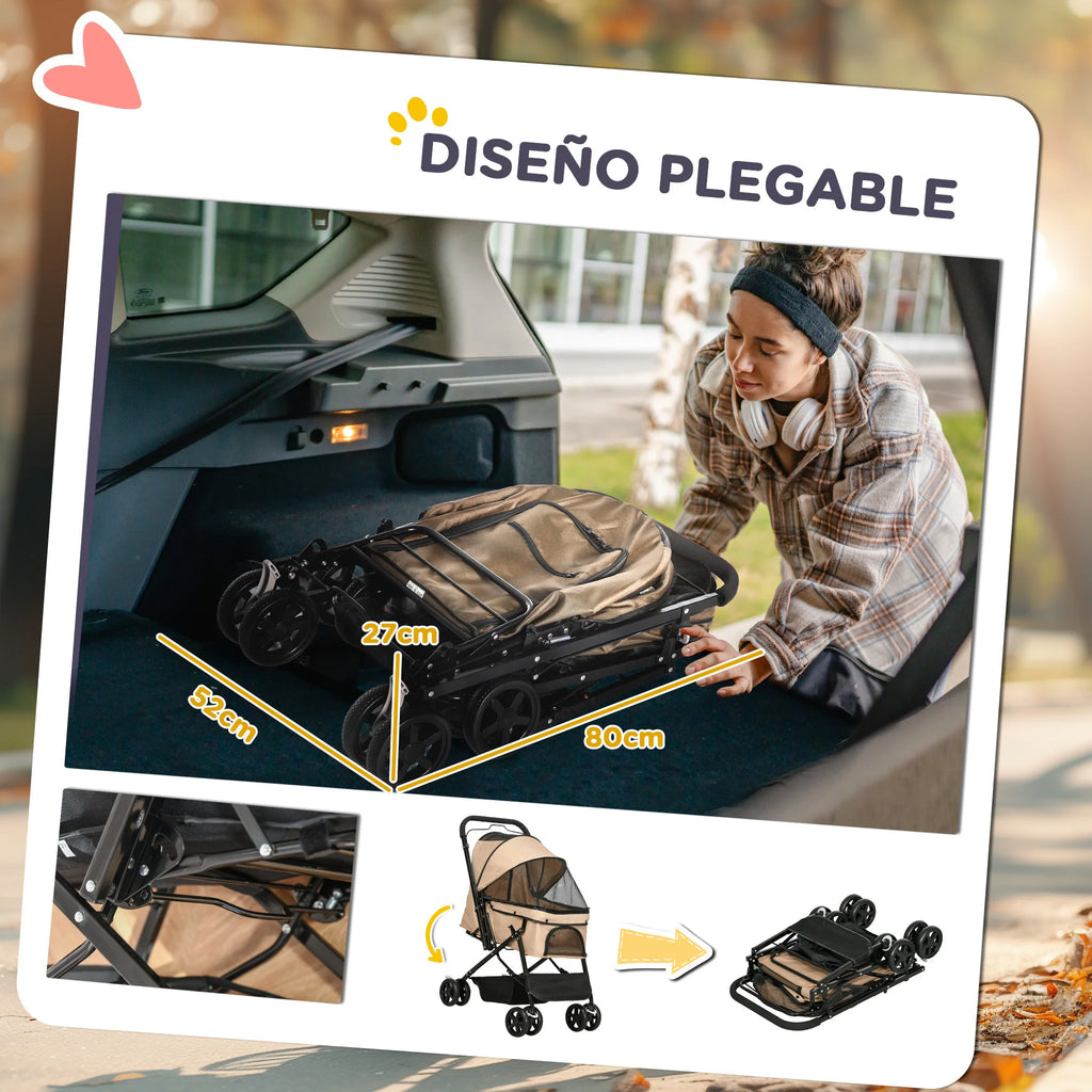 Cochecito para Perros Plegable con Ruedas Universales
