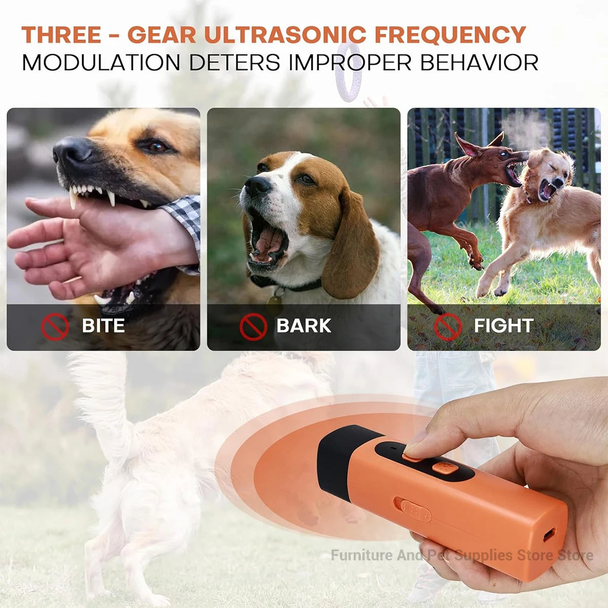 Nuevo Repelente de perros para mascotas, dispositivo ultrasónico de entrenamiento para perros, dispositivo disuasorio recargable antiladridos con linterna LED