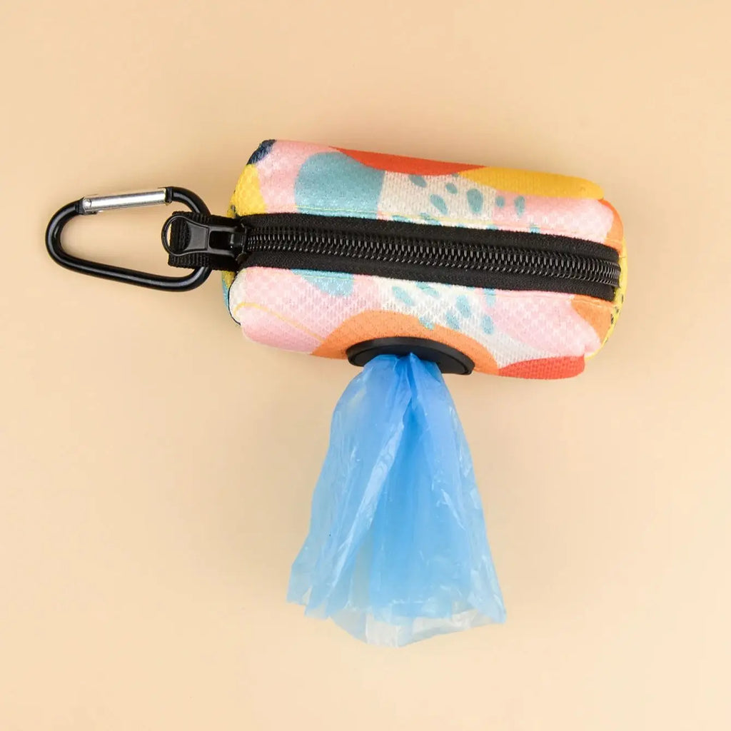 Dispensador de soporte para bolsa de excrementos de mascotas, diseño bonito con estampado abstracto, sin bolsa y correas para excrementos