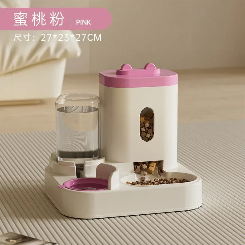 Alimentador automático, cuenco de comida para perros y gatos con fuente de agua, dispensador de almacenamiento de alimentos para mascotas de gran capacidad, contenedor, accesorios para cachorros y mascotas