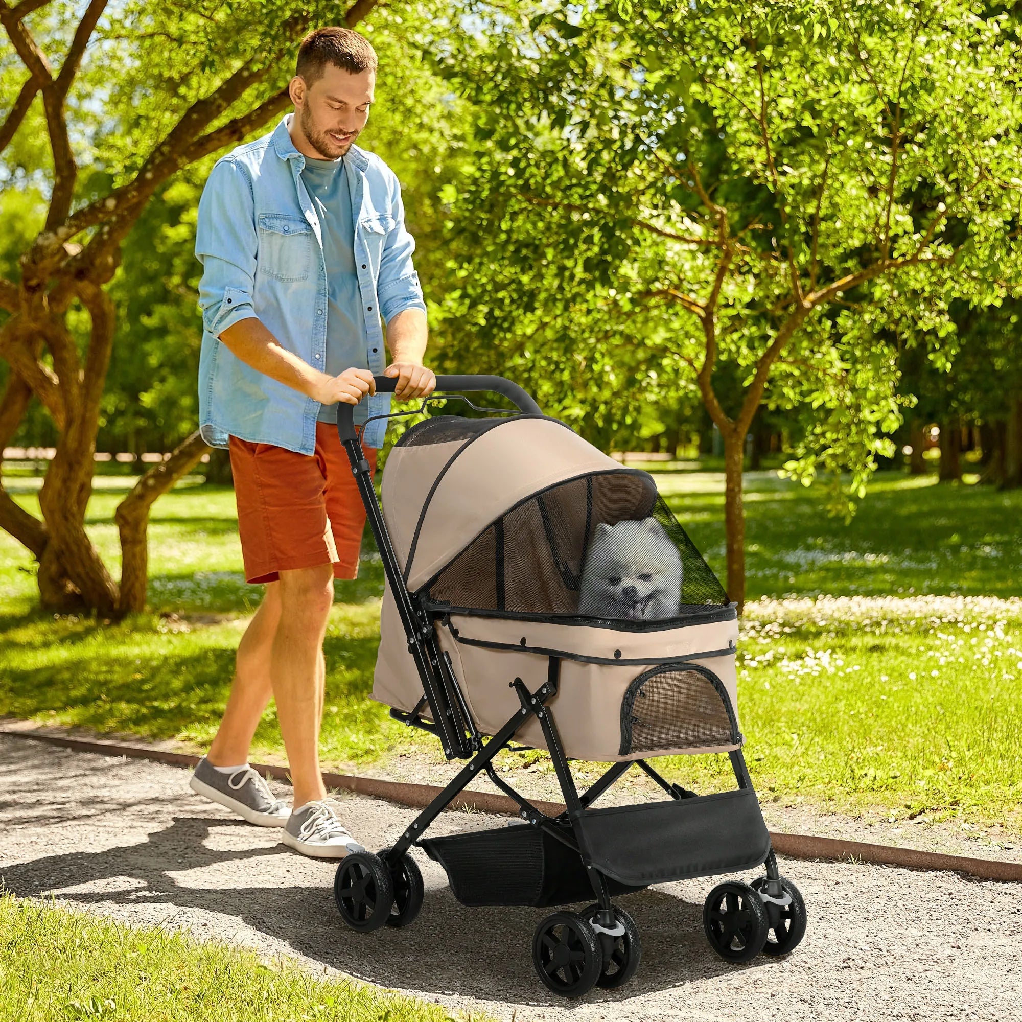 Cochecito para Perros Plegable con Ruedas Universales