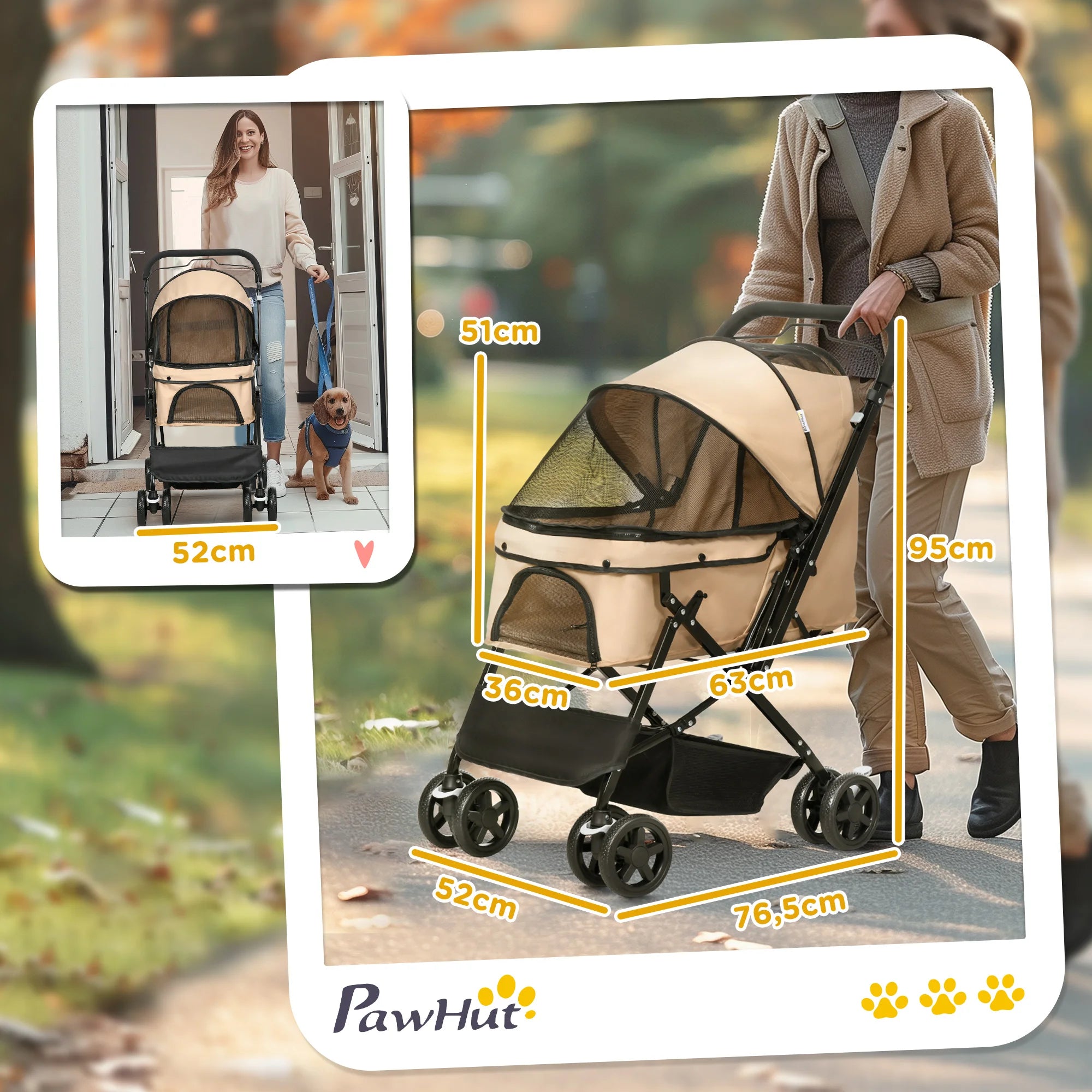 Cochecito para Perros Plegable con Ruedas Universales