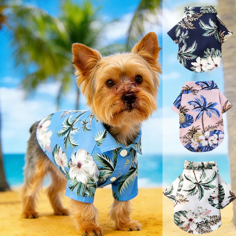 Hawaiian Style Dog Clothes, Beach Shirts for Small and Medium Dogs, Puppies, Cats, Dog Clothing, Pug, French Bulldog