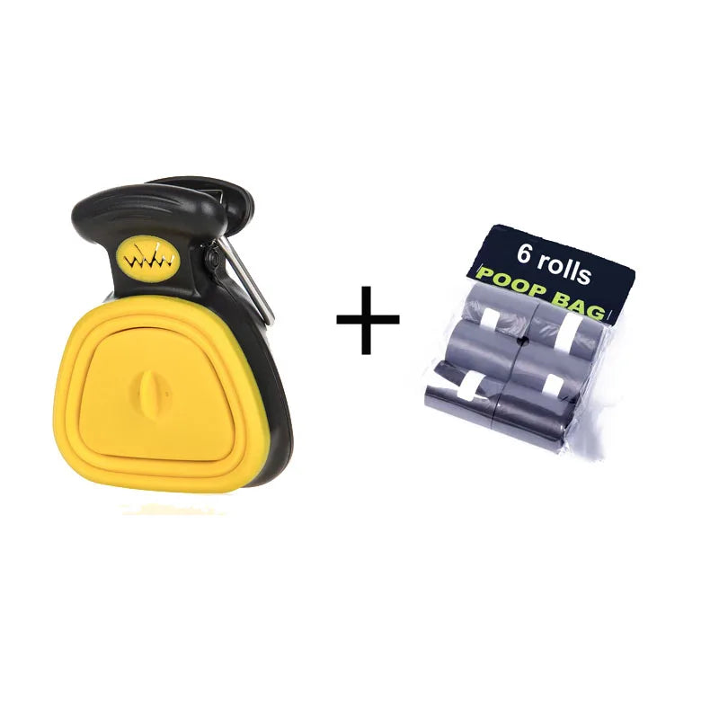 Cuchara para excrementos plegable de viaje para perros y mascotas, con 1 rollo de bolsas descompuibles