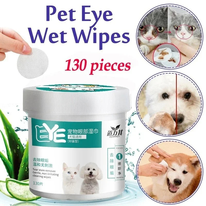 130 unids/set de toallitas de limpieza para perros y gatos