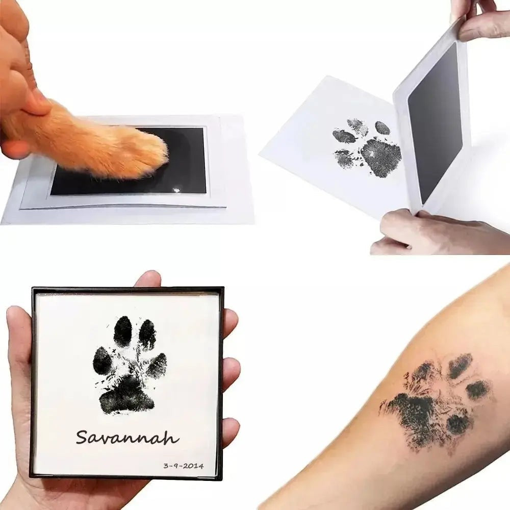 Kit de huellas Flyface para mascotas con almohadilla de tinta limpia y papel para estampar la pata de un perro